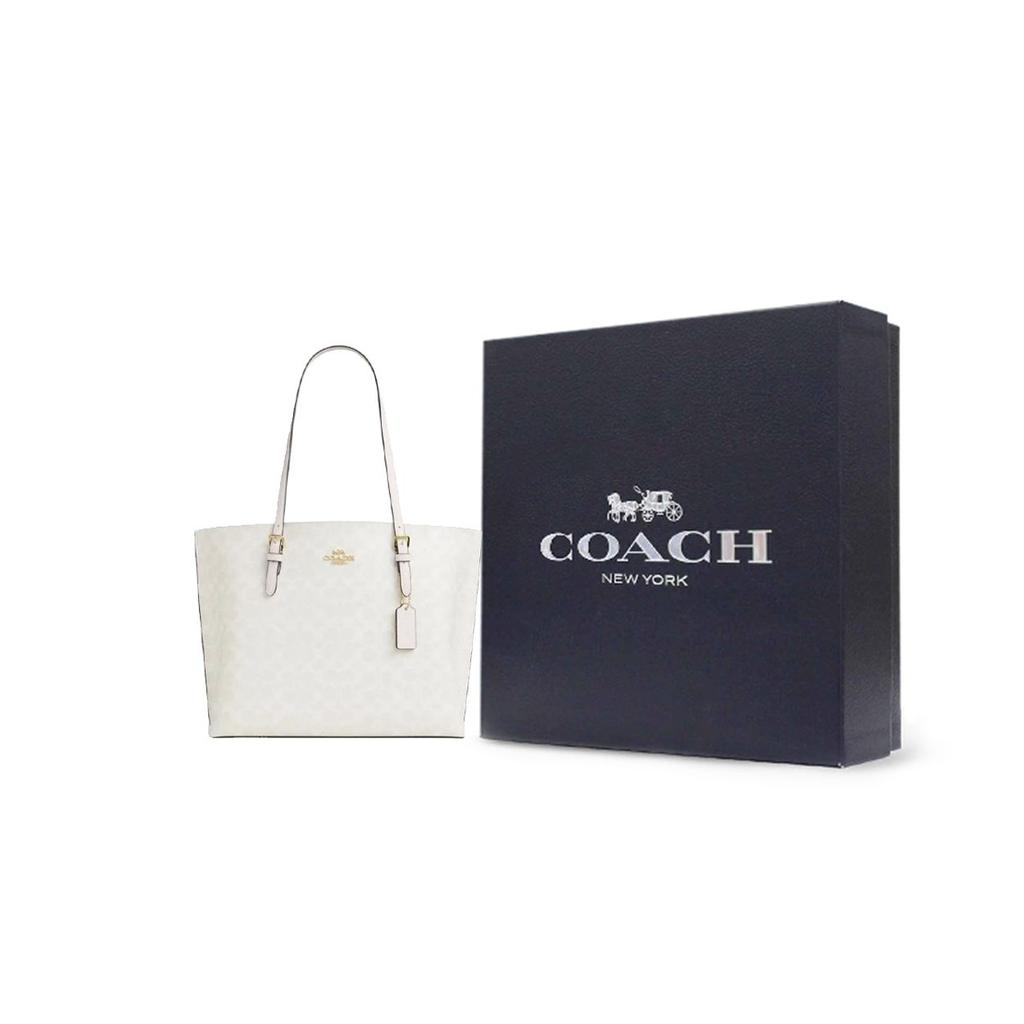 Coach Mollie Классическая сумка-тоут из покрытого холста с логотипом Женские сумки-тоут Меловой-Белый CV967-IMXU5