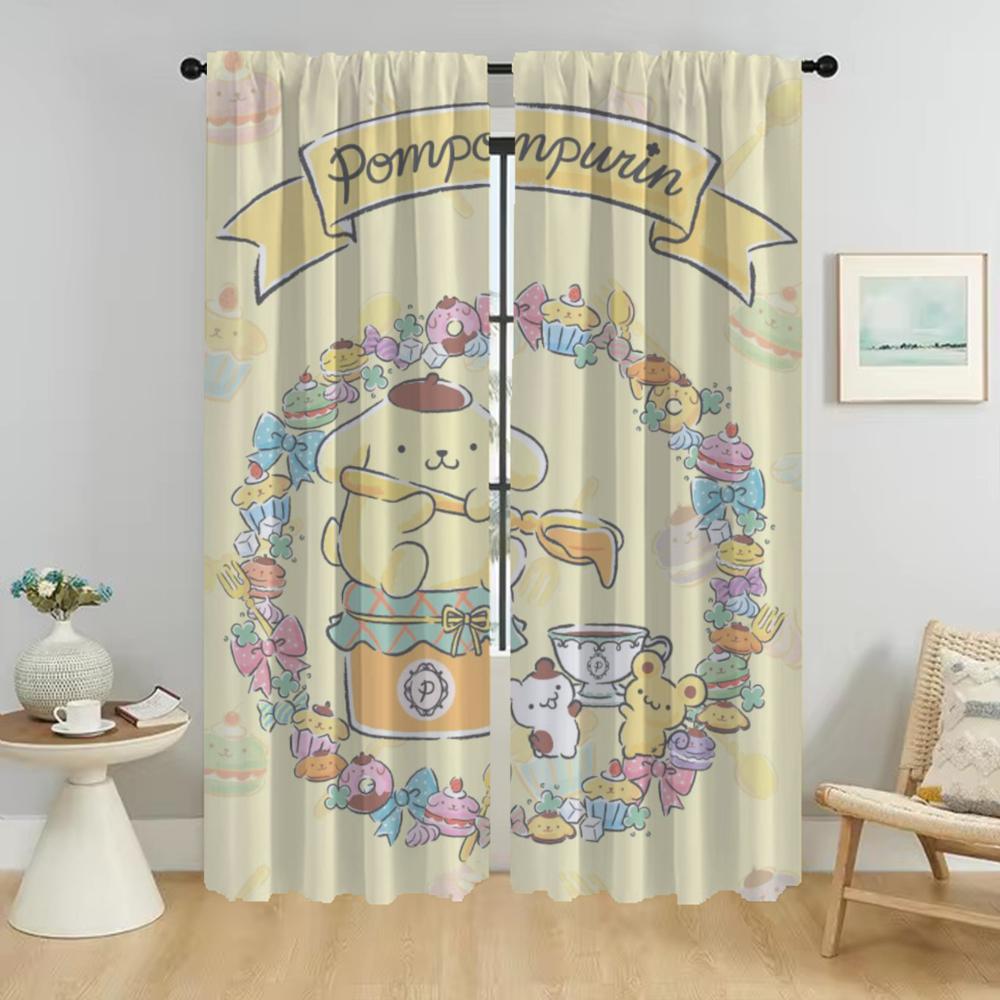 Шторы для гостиной Шторы P-Pompom Purin Tulle для спальни Украшения на Хэллоуин Шторы для домашнего интерьера 2 шт.