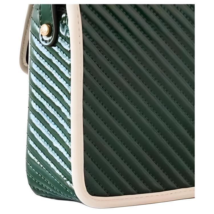 Tory Burch Robinson Solid Double T Logo Chevron Flap Leather Shoulder Bag Women Shoulder Bag Green 149461-304