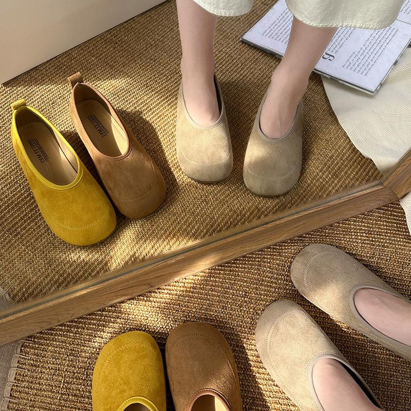 Французская ретро-мода туфли Мэри Джейн женские 2025 новые ленивые с одной педалью с мелким вырезом на мягкой подошве для通勤 обувь Doudou