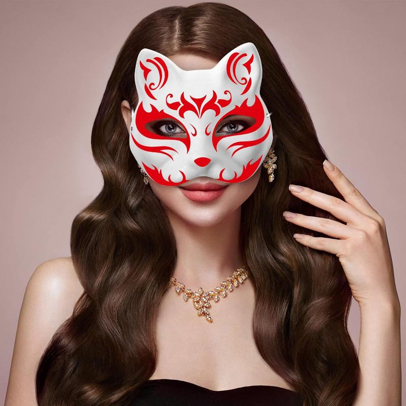 Masquerade Cat Face Masks Party Animal Half Facemasks Masks Props Paintable Blank Masks Party Halloween Cosplay Accessories