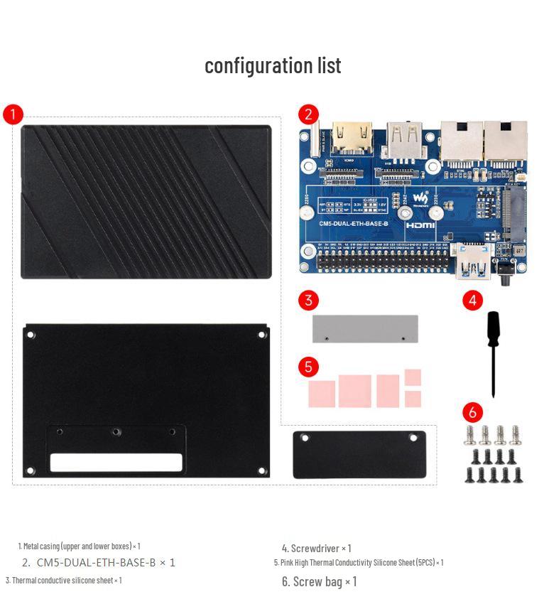 Raspberry Pi CM5 Dual Network Port Expansion Board with Gigabit/2.5G, M.2 M Key, HDMI, MIPI, and RJ45 Interfaces