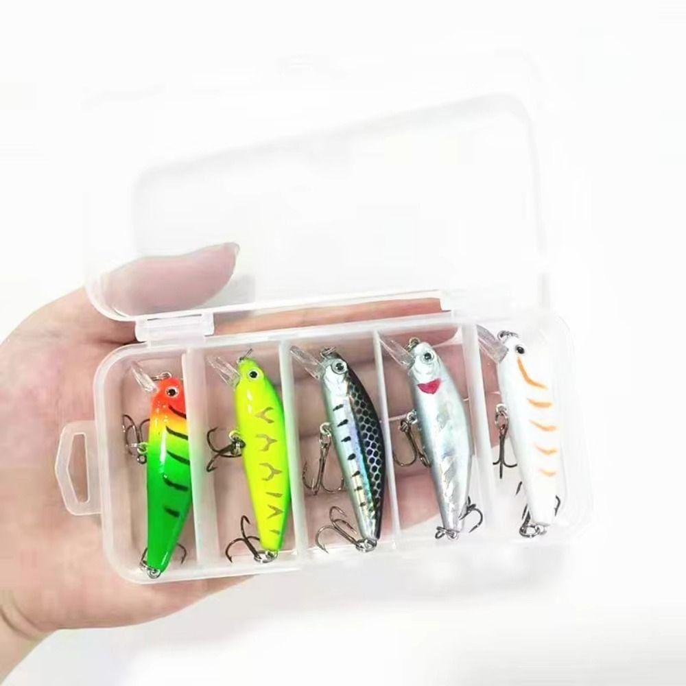5Pcs/Boxed Slow Sinking Hard Artificial Bait with 2 Trible Hook Wobbler Crankbaits Effective Bass
