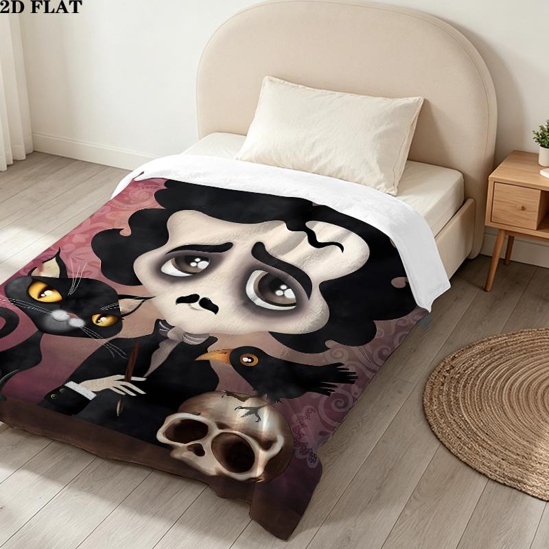 1PC Edward Scissorhands Patterned Flannel Blanket Suitable For All Seasons For Home Decor Warmth And Comfort Gifts Holiday Present