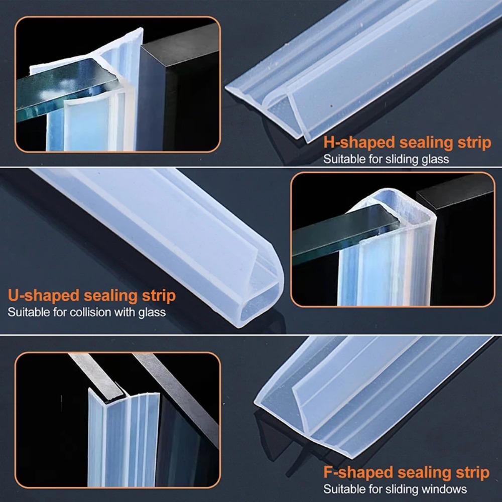 3M Уплотнительная лента для душевой стеклянной двери, Силиконовая мягкая щетка для душевой двери для остановки протечек, Бескаркасная уплотнительная лента