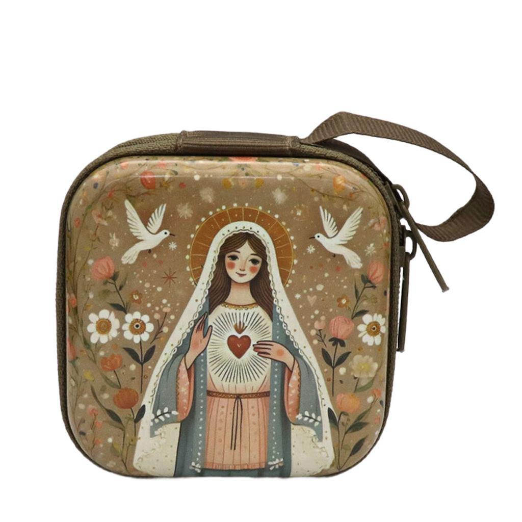 Rosary Prayer Bag Zipper Rosary Pouches Religious Jewelry Storage Box for Prayer Bead Earrings Portable Headphone Bag