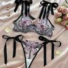 New Butterfly Embroidery Suspender Transparent Mesh Seduces the Girl's Emotional Fun Set