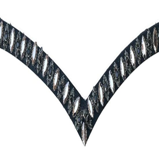 Stylish Black V-Shaped Horse Bridle Snap browband Made from Durable Leather.