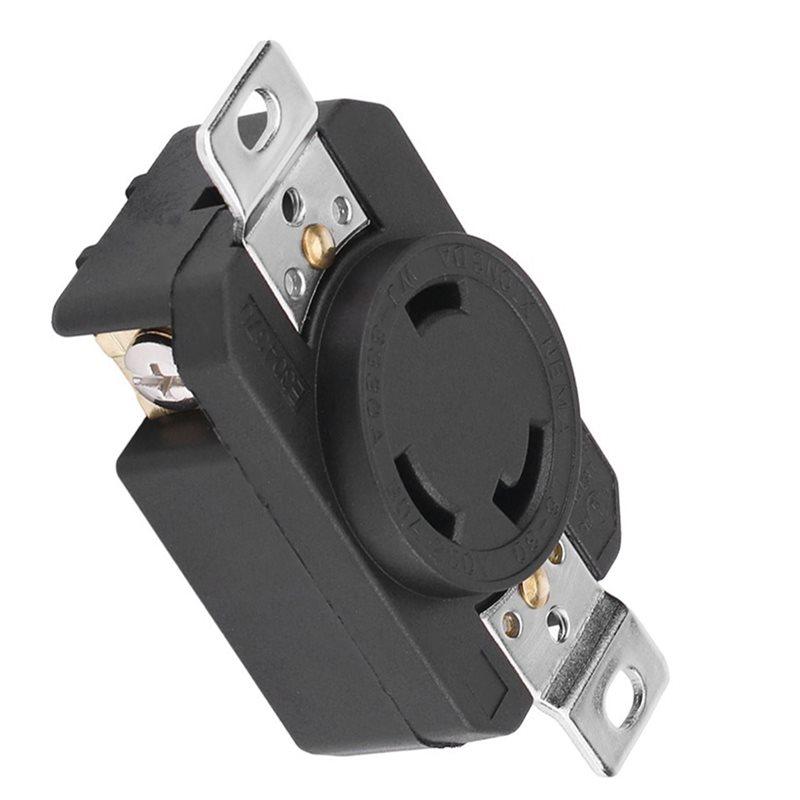 Premium-US Standard 3 Wire Grounding Flush NEMA L6-30R 30 Amp 250 Volt Locking Female Wall Outlet Receptacle For Industrial Use