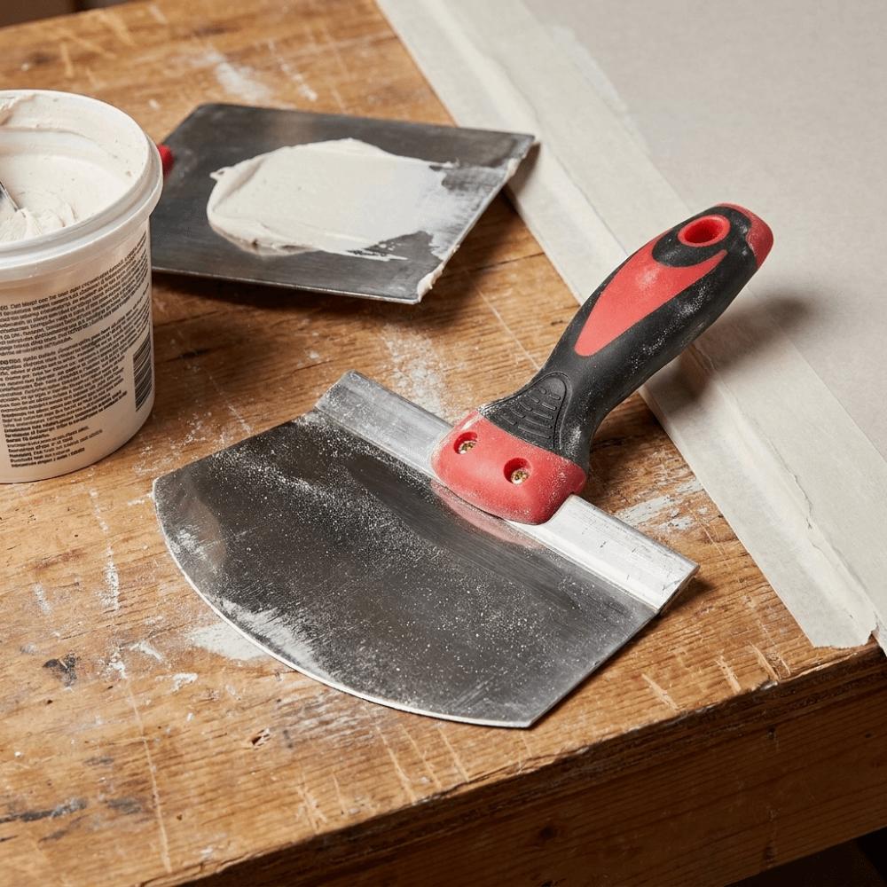 Curved Working Surface Mud Trowel Stainless Steel Putty Spatula Painter