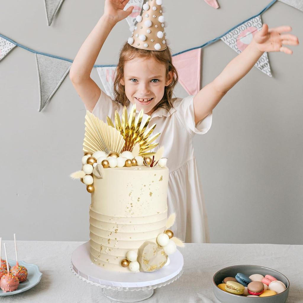 Palm Leaves Cake Decorations Balls Cake Toppers for Birthday Wedding Anniversary Baby Shower Party Supplies