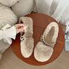 Fashion White Temperament High-end Flat-soled Fluffy Shoes for Women's 2025 New Autumn and Winter Xiaoxiang Soft-soled Mary Jane Cotton Shoes