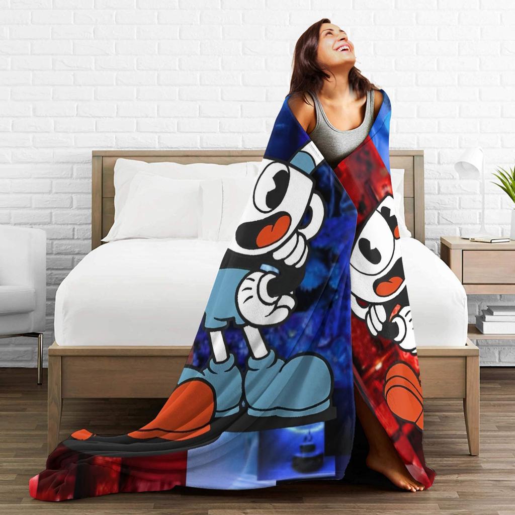Cupheads Video Game Blanket Cover Wool Throw Blanket Bedding Couch Decoration Soft Warm Bedspreads,