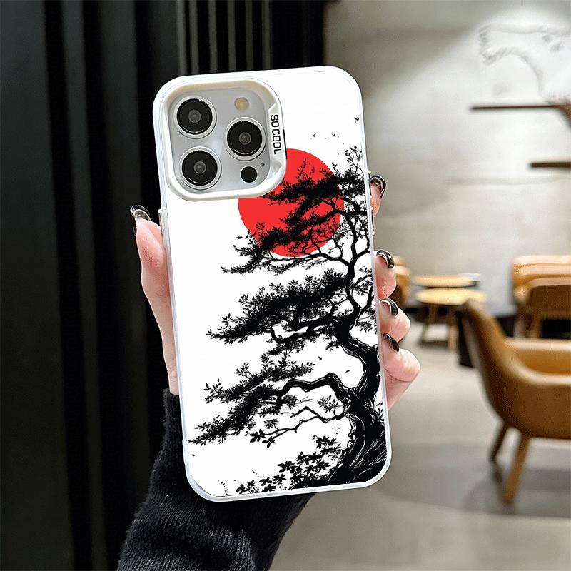 Японский минималистичный чехол для телефона с сосной для iPhone 15 16 17 Pro Max 17Air 16E 14 Plus 13 12 Mini, противоударная задняя крышка She