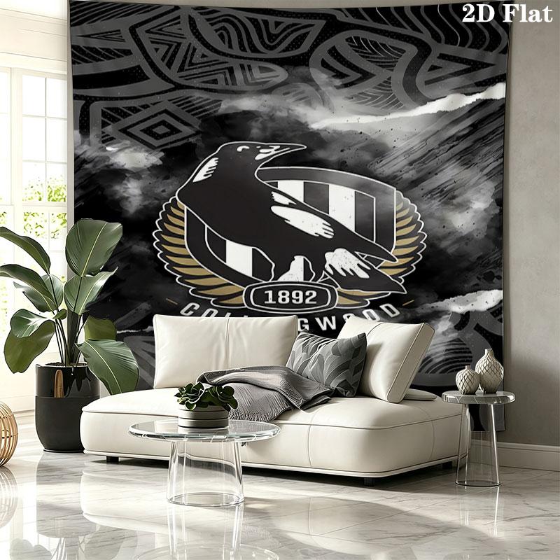 Collingwood Football Club Wall Tapestry Aesthetic Wall Hanging Printed Fabric Blanket Decorative Tapestries for Bedroom Living Room Home Decor
