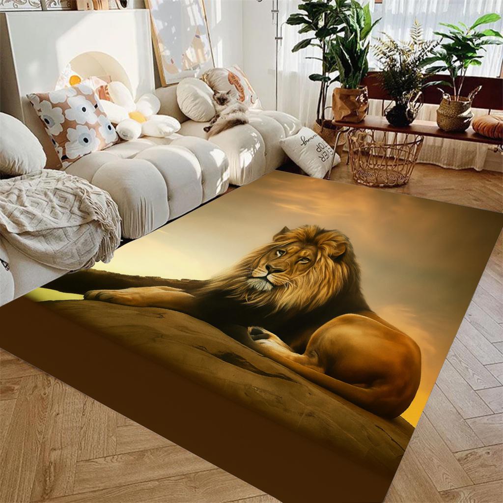 Wild Animal Lion Printed Carpet Living Room Bedroom Decor Kid Non-slip Parlor Floor Mat Surface Customized Carpet Birthday Gift