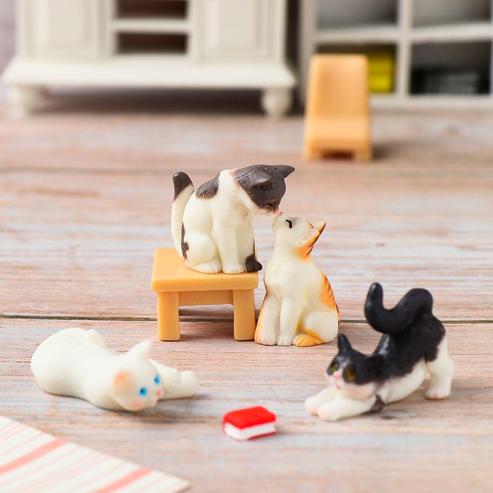 Creativity Cartoon Crafts Cute Cat Micro Landscape Simulation Animal Ornaments