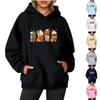 Women's O-neck Long Sleeve Halloween Printed Top Solid Color Hoodie