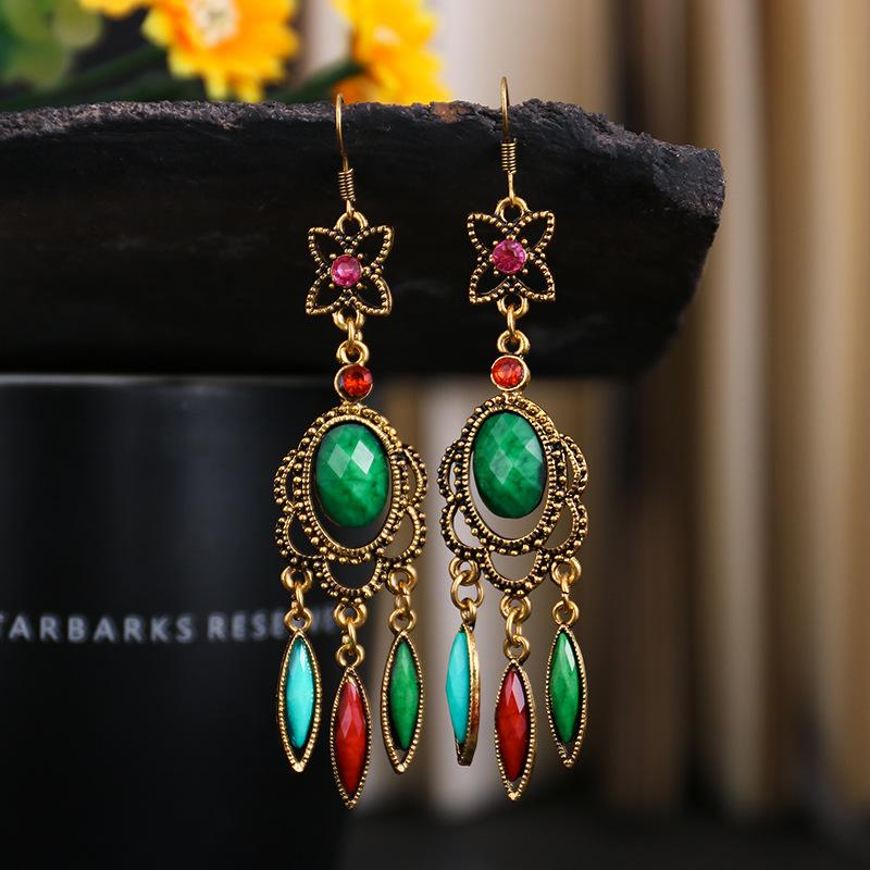 Ethnic Vintage Dangle Earrings for Women Tassel Waterdrop Earring Wedding Festival Jewelry Accessories