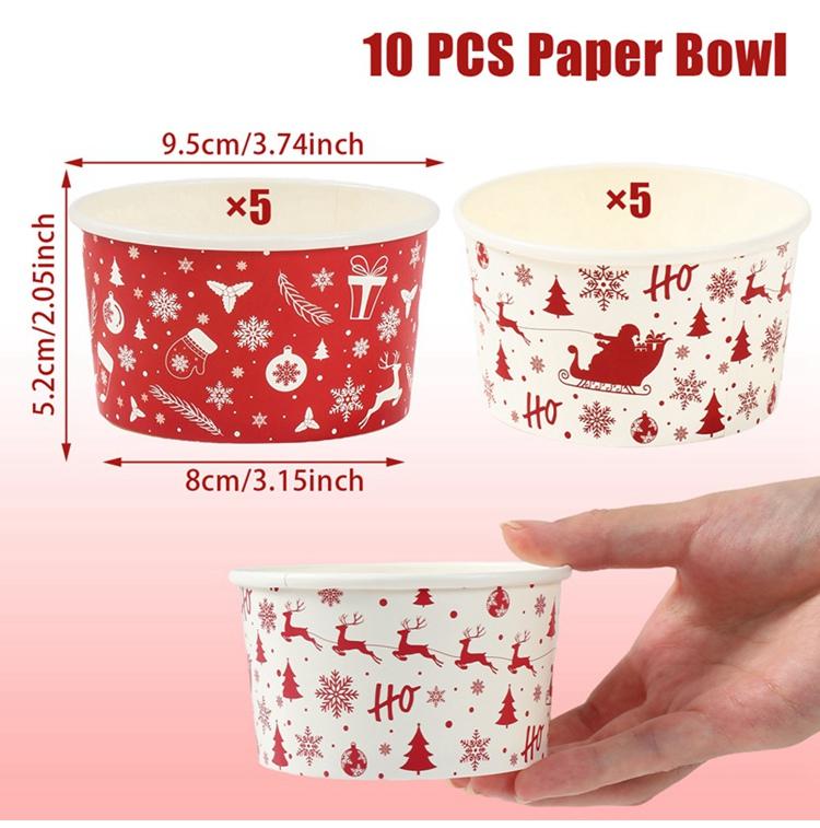 Christmas Santa Claus Paper Bowl Navidad Natal Noel Snowman Disposable Bowl Merry Christmas Decor For Home 2025 New Year 2026