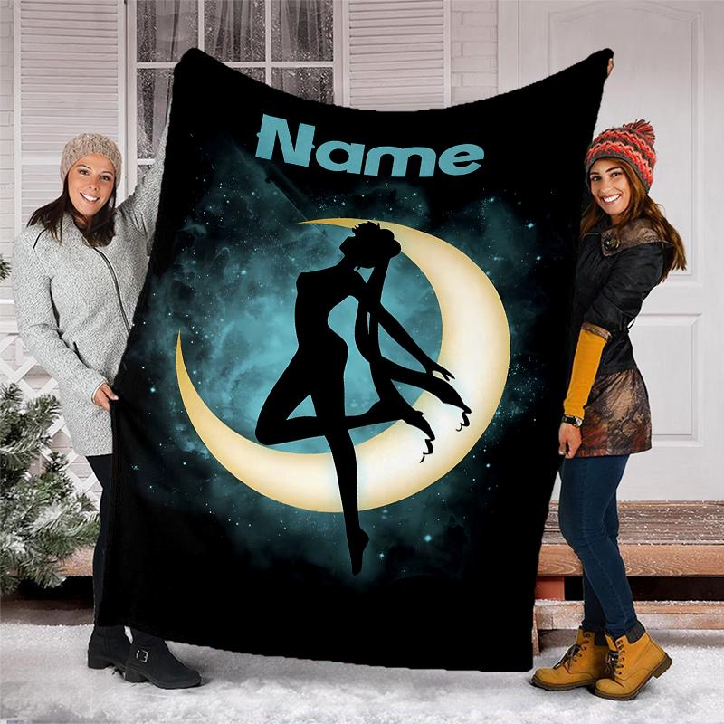 Personalized Custom Name Blanket - Sailor Moon Print Design,Blanket for Sofa,Bed,Travel,Camping - Soft and Warm, Great Gift