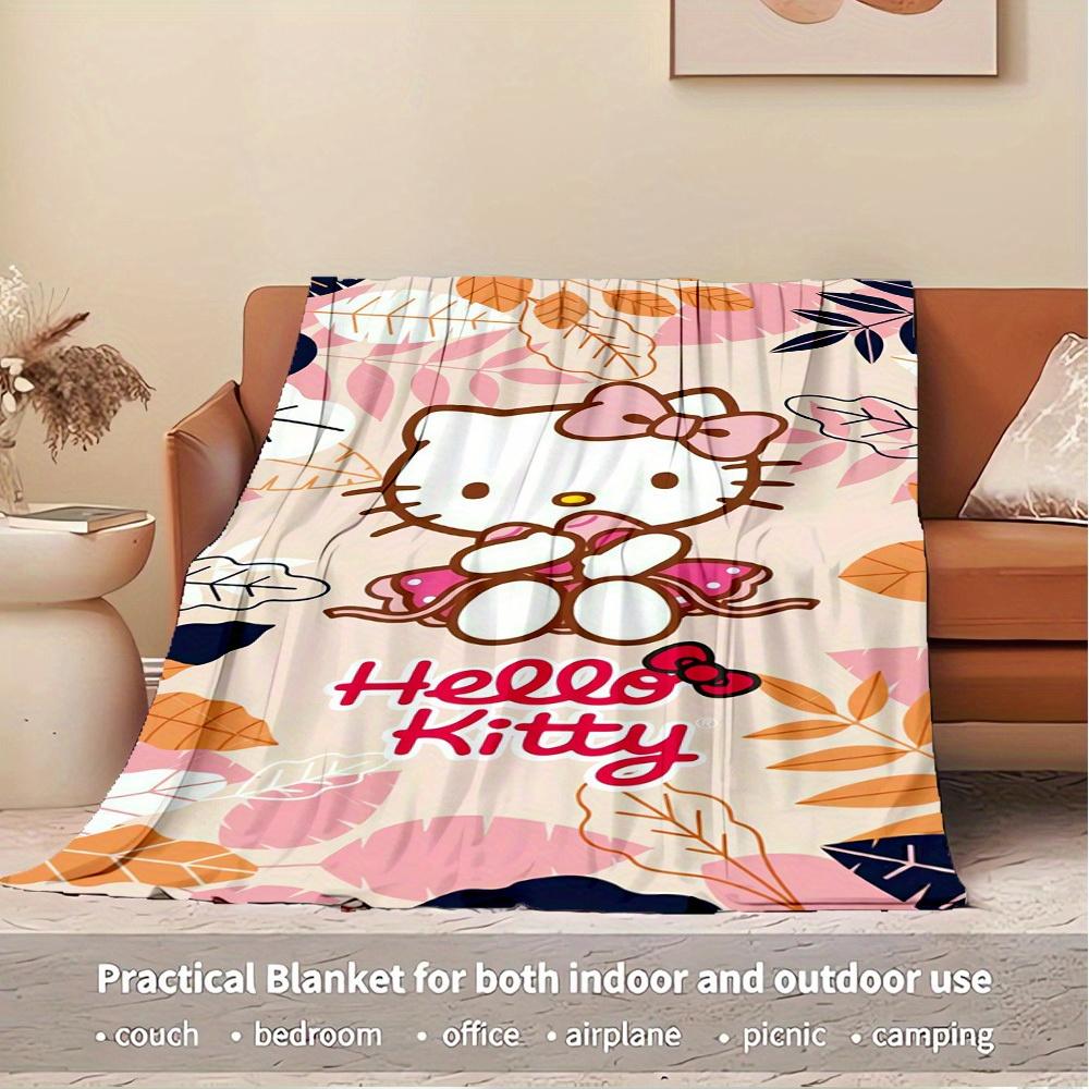 1pc Hello Kitty Autumn Leaves Blanket - Seasonal Home Decor, All Seasons, Comfortable and Machine Washable, Perfect Gift for Everyone, Perfe