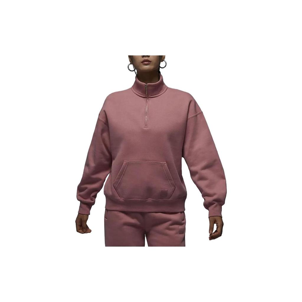 Jordan Flight Solid Color Stand Collar Half-Zip Fleece Sweatshirt Women Tops FD7222-618