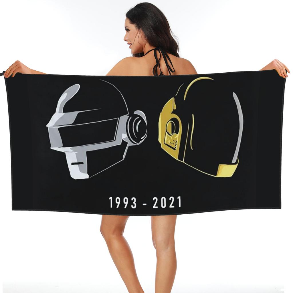 Daft Punk Электронная Музыкальная Группа Трибьют Шлем Искусство Пляжное Полотенце Мягкая Микрофибра Быстросохнущее Впитывающее Быстрые Полотенца Для Йоги