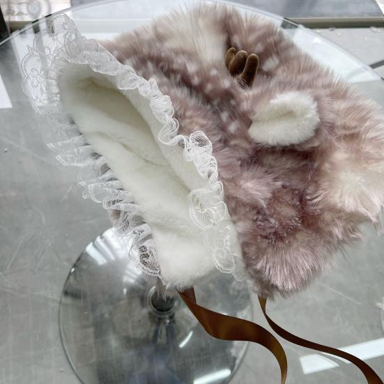 Замечены Пушистые Гетры Милый Капюшон Оленя с Кружевом Женские Пушистые Манжеты для Сапог Обувь