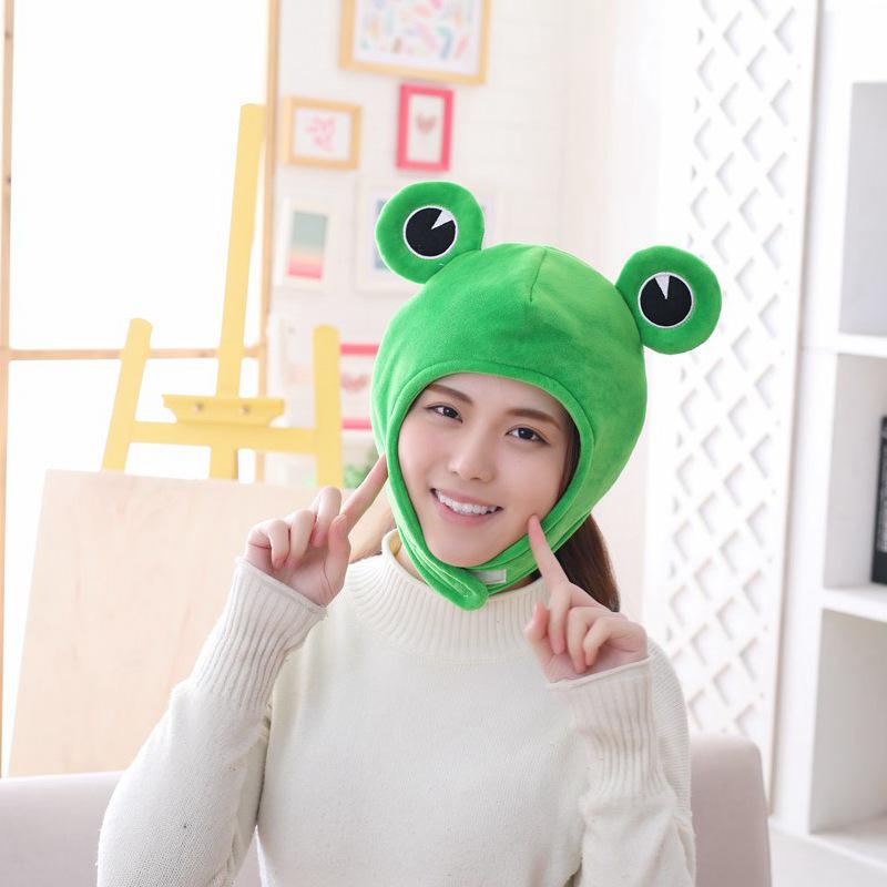 Funny Big Frog Eyes Cartoon Plush Hat Toy Green Headgear Cosplay Cap Cap Casual Festival Ears C P1Z8