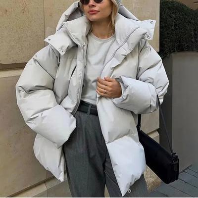 Осень-зима однотонное толстое теплое свободное пуховое пальто с капюшоном для женщин повседневные пальто Highstreet Feather Parkas верхняя одежда для женщин