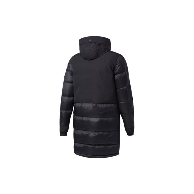 Reebok Однотонная длинная повседневная теплая куртка-пуховик с капюшоном для мужчин, верхняя одежда, черный цвет GU5756