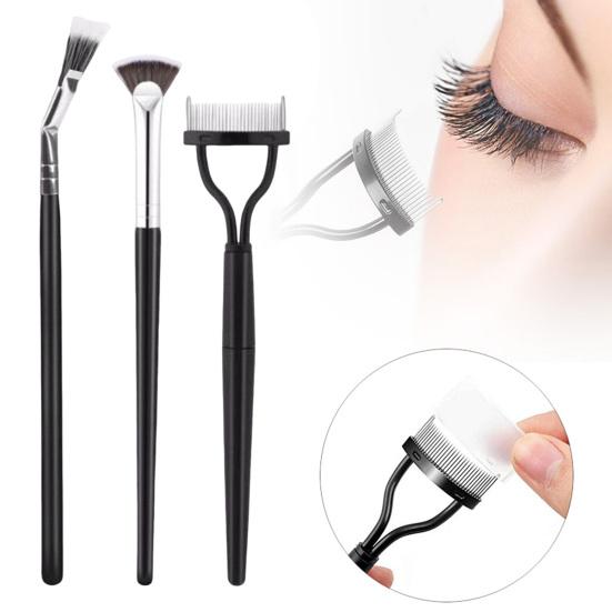 3Pcs/Set Eyelash Brush Comb Ergonomic Angle Scalloped Lashes Brush Separator Tool Portable Women Girls Eyelash Definer Mascara Applicator Brush