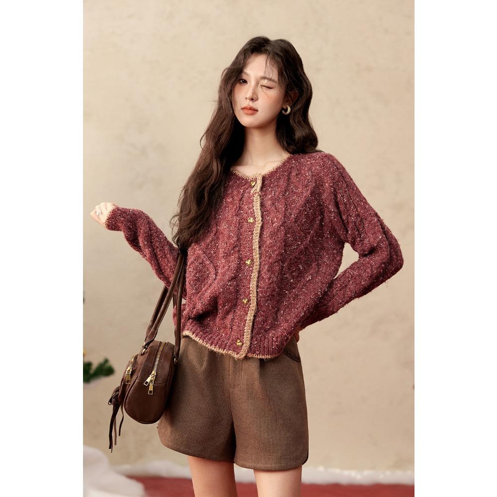 Mishow Кардиган красного цвета для женщин, зимняя новая мода, длинный рукав, свитер, куртка, свободный круглый вырез, топы для женщин MXD56Z0972