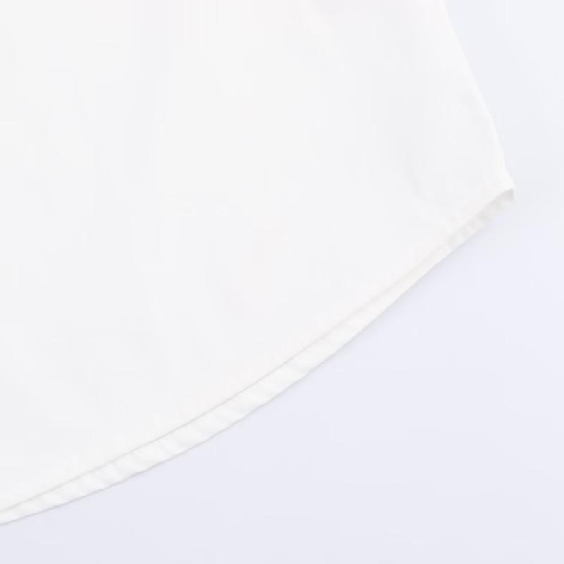 Womens Loose Fit Casual Shirt With Contrast Trim Cotton Poplin Long Sleeve Button-Down Fall 2025