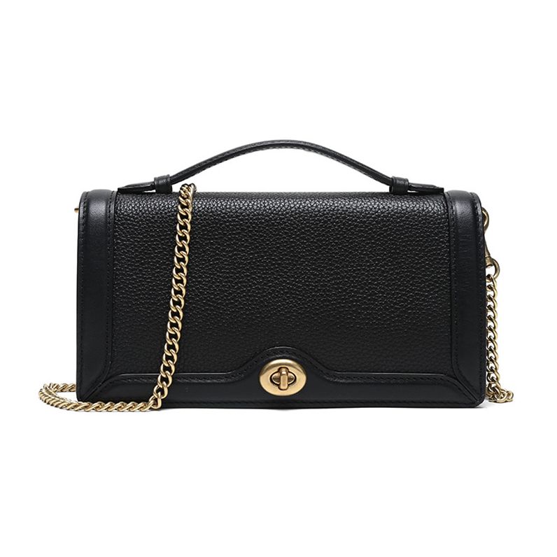 Coach Riley 21 Leather Chain Bag Women Handbags Black 69969-B4BK