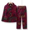 Middle-aged and Elderly People Winter Warm Suit Female Mother Plus Velvet Padded Pajamas Grandma Flannel Home Clothes Old Lady