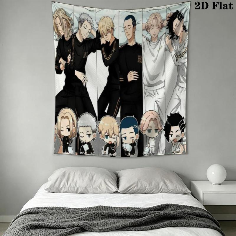 Tokyo Revengers Wall Tapestry Aesthetic Wall Hanging Printed Fabric Blanket Decorative Tapestries for Bedroom Living Room Home Decor
