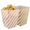 8Pcs Rose Gold Foil Paper Party Popcorn Boxes Candy Snack Favor Bags Wedding Birthday Movie Party Tableware