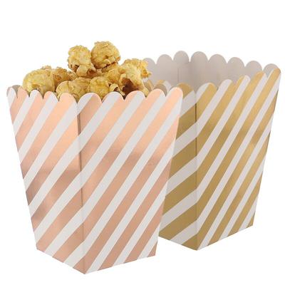 8 шт., фольга розового золота, бумажные коробки для попкорна, сумки для конфет, закусок, мешочки для свадьбы, дня рождения, вечерние посуда для кино