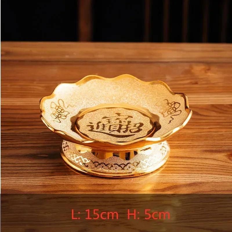 1 шт. Китайские буддийские тарелки Керамика Гуаньинь Бог богатства Подношение Фрукты Тарелка Высокая Нога Подношение Буддийские принадлежности