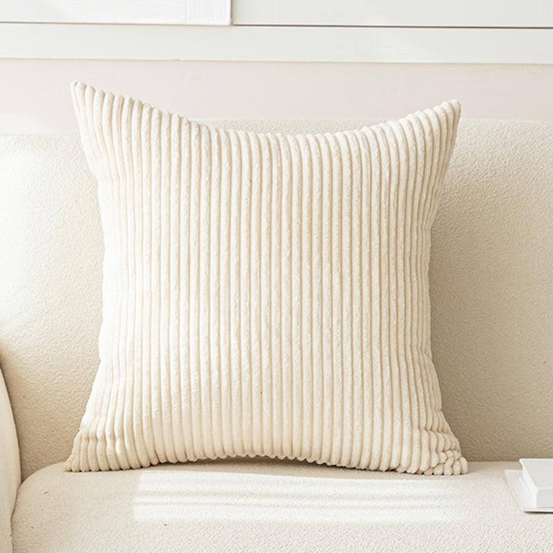 2Pcs Striped Corduroy Throw Pillow Covers Solid Color Decorative Cushion Cases Set for Sofa Bed