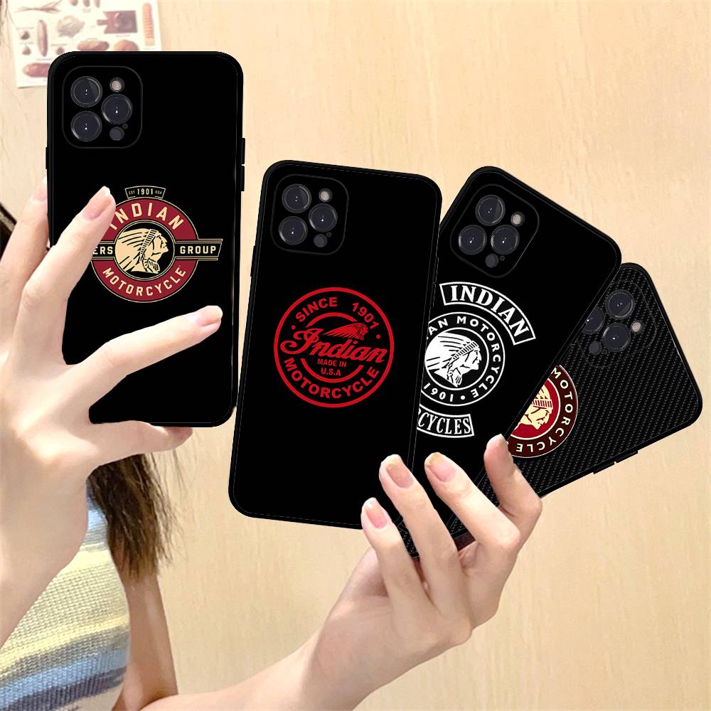 I-Indian Motorcycle Для IPhone 17 16 15 14 13 12 11 Pro Max Plus Ударопрочный Черный Мягкий Чехол для Телефона