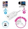 Kashimura NAC-043 Power Strip, 100-240V Input, USB-C/USB-A, 2.4A Total, 3 AC Outlets, 2m Cord, for Domestic and International Use