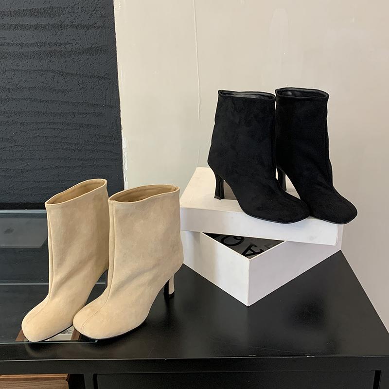 Модные женские ботинки бренда Bailmaos, уличный стиль, зимние плиссированные ботильоны с круглым носком, обувь на тонком каблуке, лаконичные ботинки челси, короткие боты для женщин