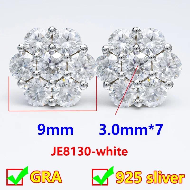 Classic Women's Moissanite Diamond Flower Stud Earrings 925 Silver Jewelry Modern Moissanite Earring Luxury for Women
