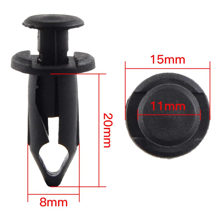 100x Plastic Fasteners 8mm Push Pin Rivet ATV Fairing Body Fender Retainer Clips