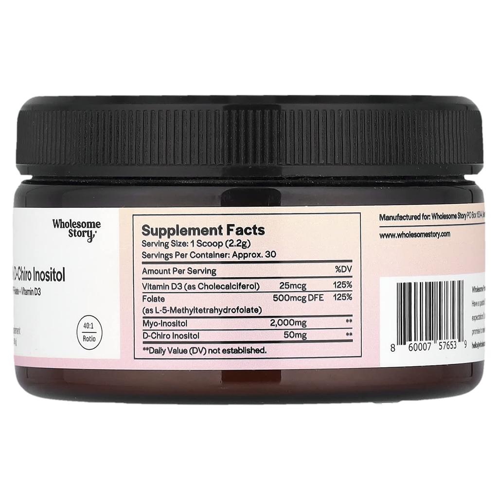 Contains Myo & D-Chiro Inositol, Mthf Folic Acid + Vitamin D3 Powder, 66G (2.33Oz)