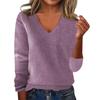 Women's Fashion Loose V-Neck Long Sleeve Bottom Shirt Top Knitted Sweater