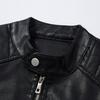 Stand-up Collar Leather Jacket Men's Winter New Trend Fleece Thickened PU Leather Jacket